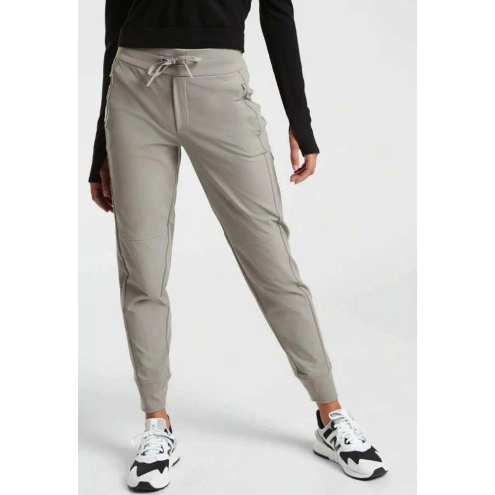 Athleta Headlands Hybrid Trek Jogger 16 Birch Gray Gray Hiking Pants Zip Pockets